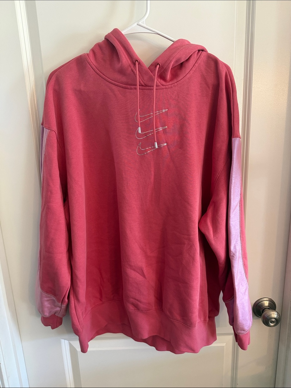 Nike Rose Pink Hoodie with Triple Silver Swoosh